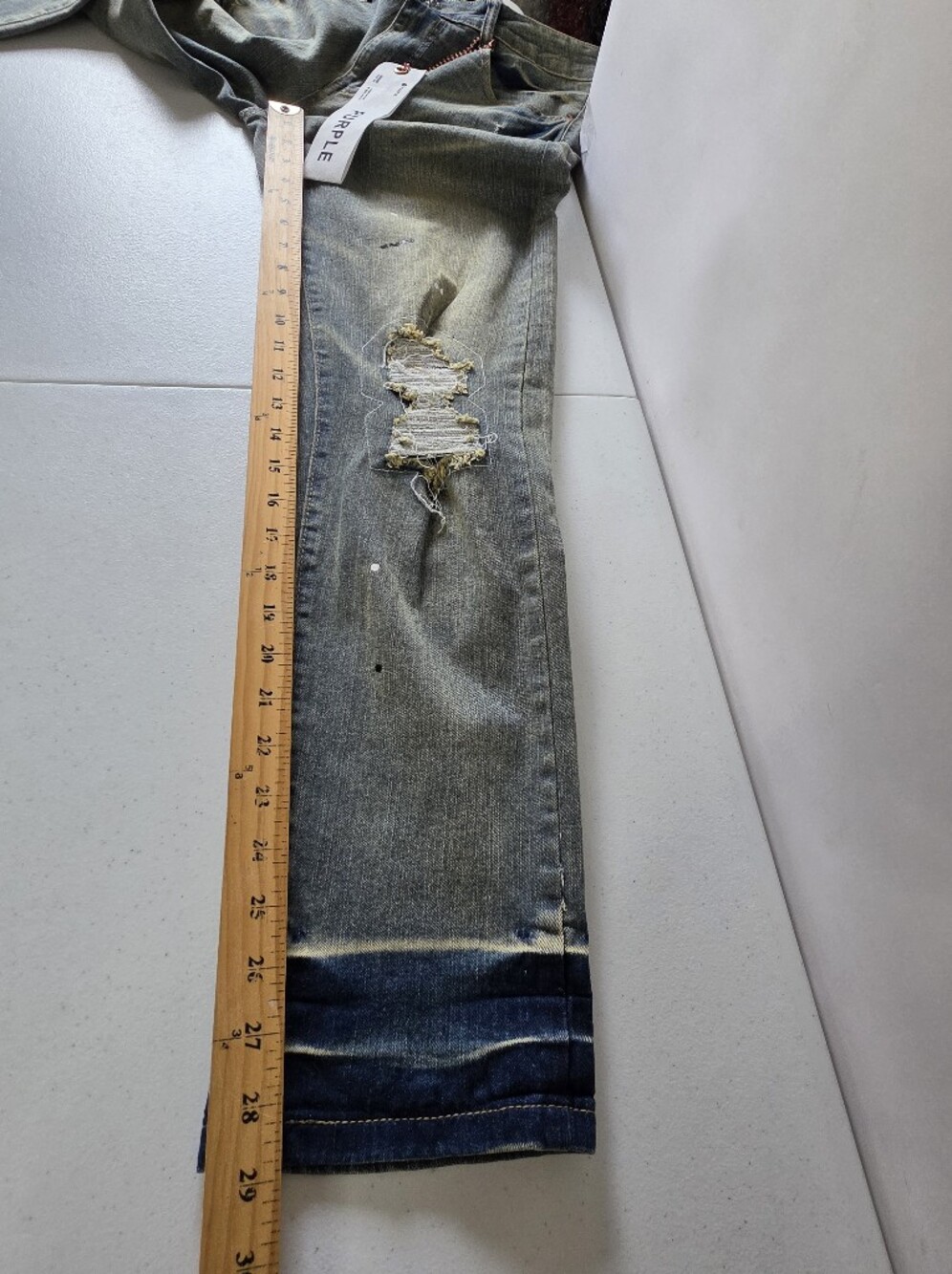 Purple Brand Paint Splatter Jeans Size W-30 Distressed Faded Denim Edgy NEW - Picture 12 of 16